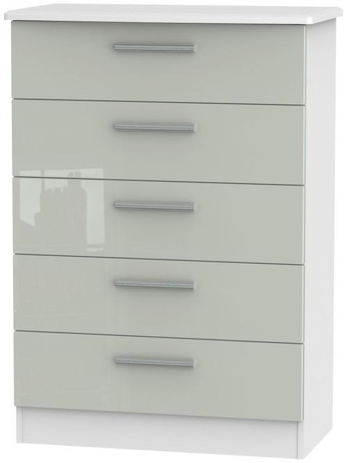 Knightsbridge Cashmere Gloss and White 5 Drawer Chest