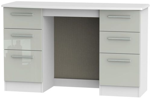 Knightsbridge Cashmere Gloss and White 6 Drawer Double Dressing Table