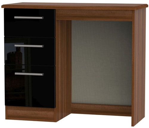 Knightsbridge Black Gloss and Walnut Effect 3 Drawer Single Dressing Table