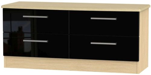 Knightsbridge Black Gloss and Light Oak Bed Box