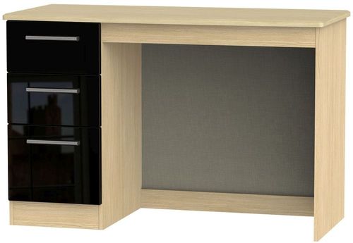 Knightsbridge Black Gloss and Light Oak 3 Drawer Desk