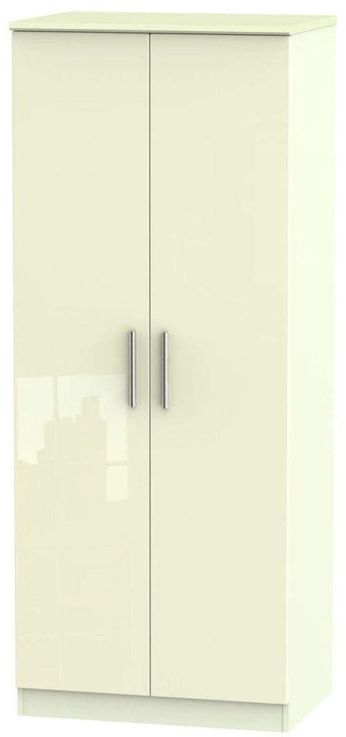 Knightsbridge Cream Gloss 2 Door Plain Wardrobe