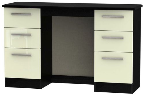 Knightsbridge Cream Gloss and Black 6 Drawer Double Dressing Table