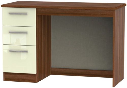 Knightsbridge Cream Gloss and Walnut Effect 3 Drawer Desk