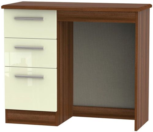 Knightsbridge Cream Gloss and Walnut Effect 3 Drawer Single Dressing Table