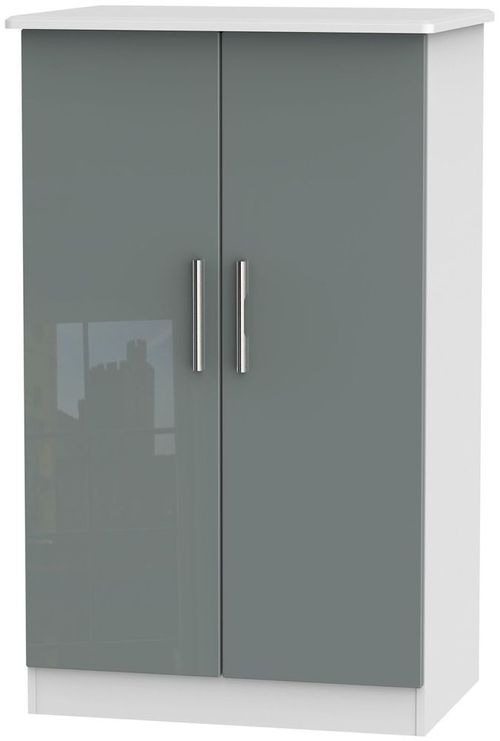 Knightsbridge Grey Gloss and White Midi Wardrobe