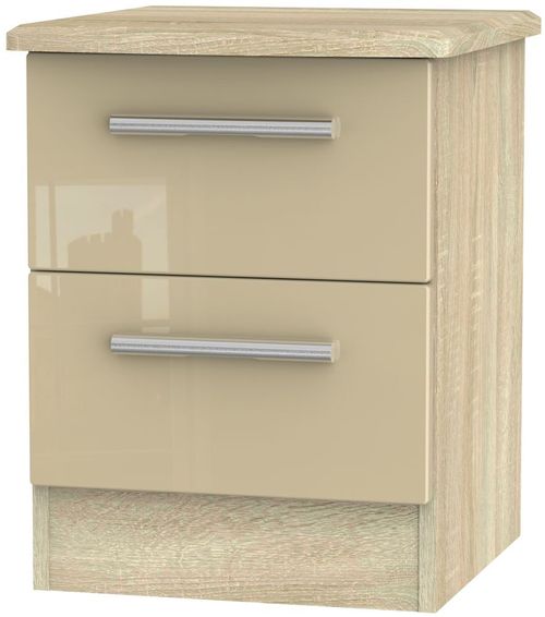 Knightsbridge Mushroom and Oak Effect 2 Drawer Bedside Cabinet