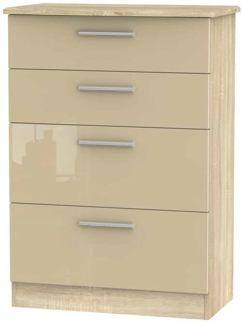 Knightsbridge Mushroom and Oak Effect 4 Drawer Deep Chest