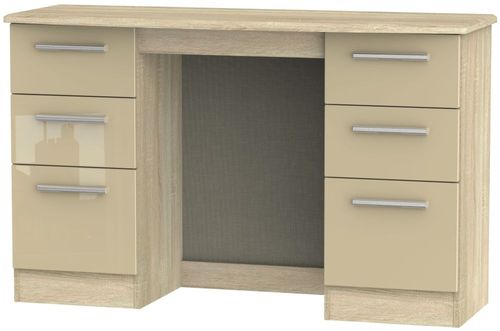 Knightsbridge Mushroom and Oak Effect 6 Drawer Double Dressing Table