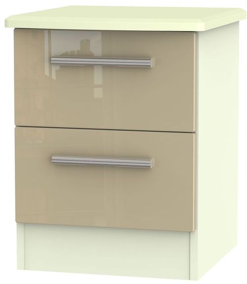 Knightsbridge Mushroom and Cream 2 Drawer Bedside Cabinet