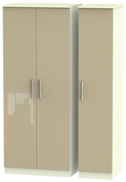 Knightsbridge Mushroom and Cream 3 Door Triple Wardrobe