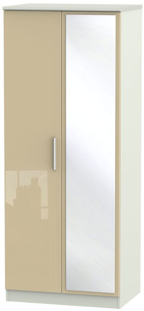 Knightsbridge Mushroom and Cashmere Matt 2 Door Wardrobe - 1 Mirror
