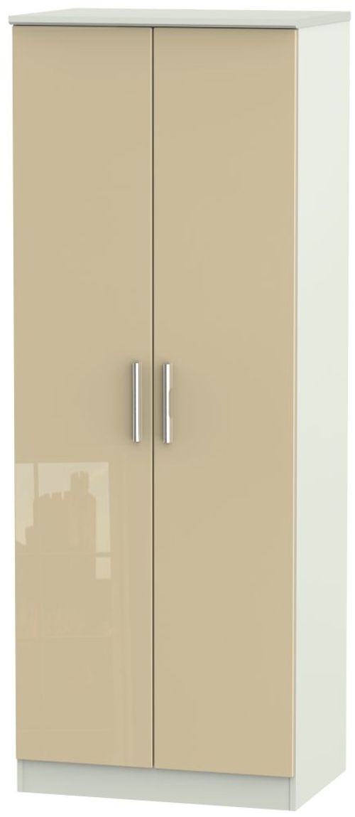 Knightsbridge Mushroom and Cashmere Matt 2 Door Plain Tall Wardrobe
