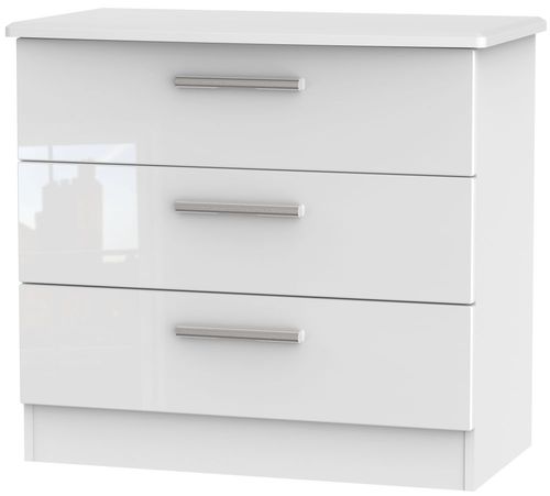 Knightsbridge White Gloss 3 Drawer Small Chest