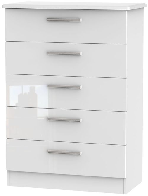 Knightsbridge White Gloss 5 Drawer Chest