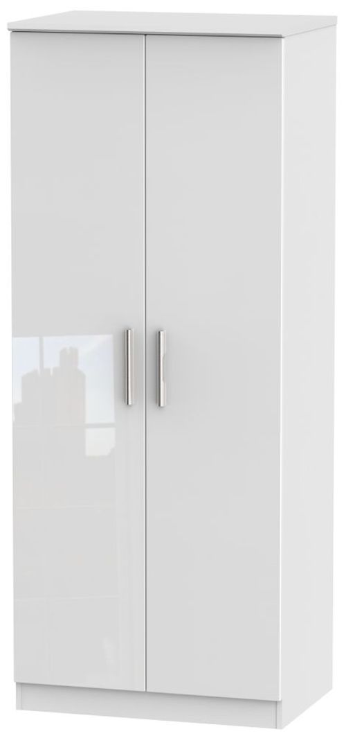 Knightsbridge White Gloss 2 Door Plain Wardrobe