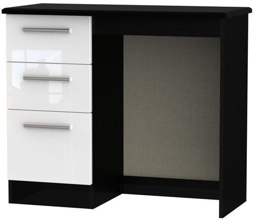 Knightsbridge White Gloss and Black 3 Drawer Single Dressing Table