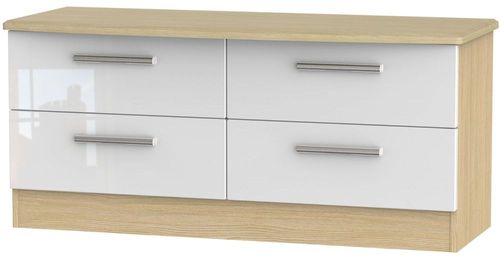 Knightsbridge White Gloss and Light Oak Bed Box