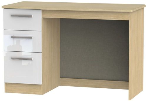 Knightsbridge White Gloss and Light Oak 3 Drawer Desk