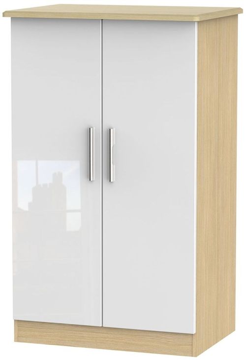 Knightsbridge White Gloss and Light Oak Midi Wardrobe