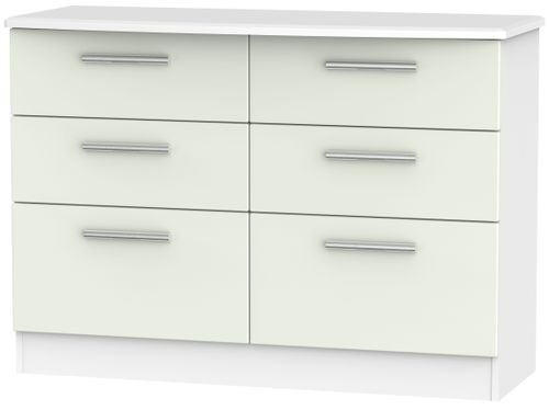 Knightsbridge Cashmere Matt and White 6 Drawer Midi Chest