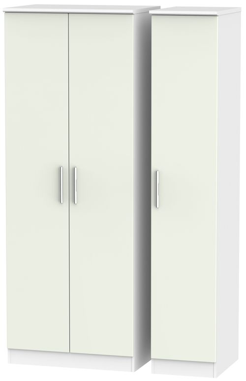 Knightsbridge Cashmere Matt and White 3 Door Tall Triple Wardrobe