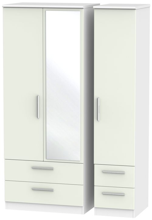 Knightsbridge Cashmere Matt and White 3 Door Combi Wardrobe - 1 Mirror