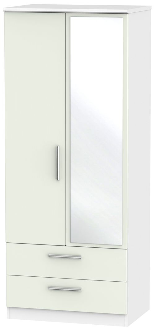 Knightsbridge Cashmere Matt and White 2 Door Combi Wardrobe - 1 Mirror