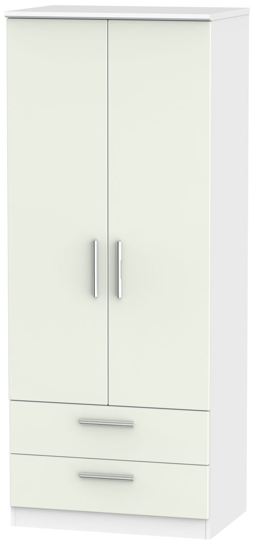 Knightsbridge Cashmere Matt and White 2 Door 2 Drawer Double Wardrobe