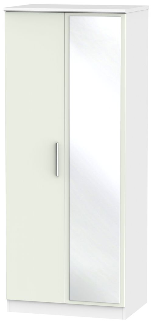 Knightsbridge Cashmere Matt and White 2 Door Wardrobe - 1 Mirror