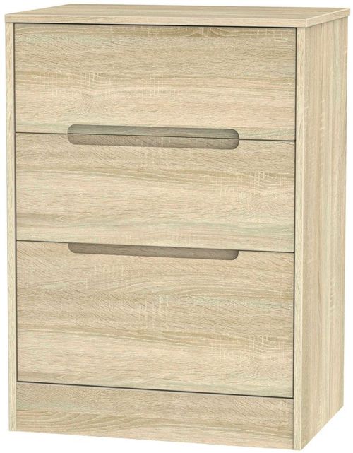 Monaco Oak Effect 3 Drawer Deep Midi Chest