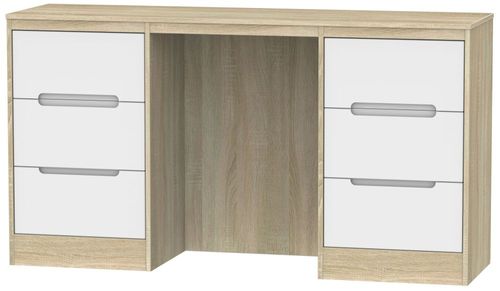 Monaco White and Oak Effect 6 Drawer Double Dressing Table