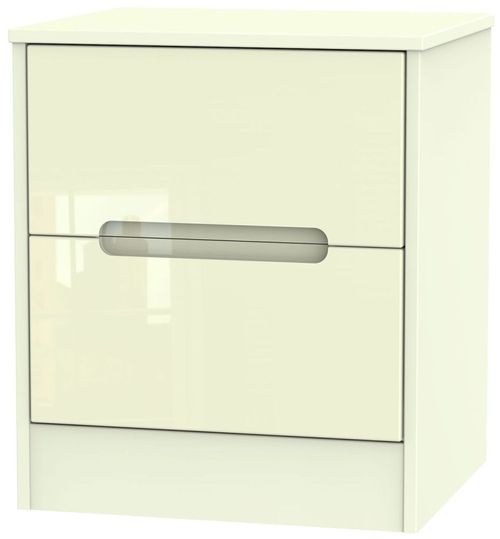 Monaco Cream Gloss 2 Drawer Bedside Cabinet