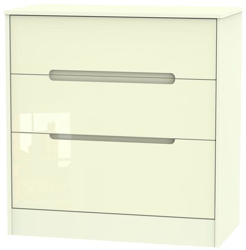 Monaco Cream Gloss 3 Drawer Deep Chest