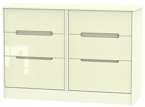 Monaco Cream Gloss 6 Drawer Midi Chest