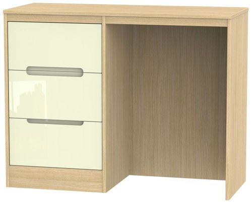 Monaco Cream Gloss and Light Oak 3 Drawer Single Dressing Table