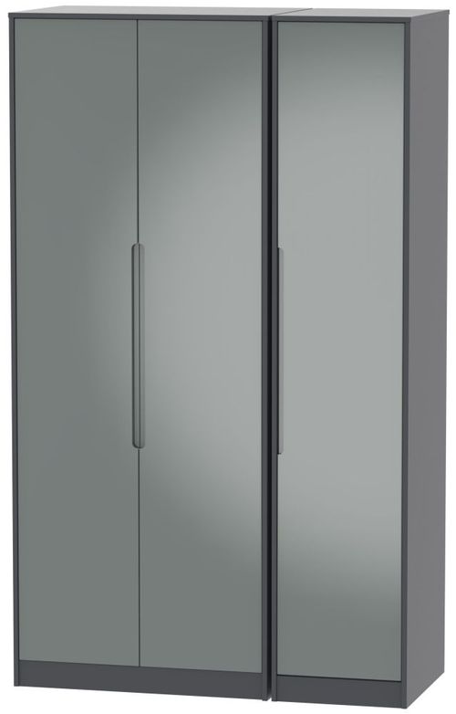 Monaco Grey Gloss and Graphite 3 Door Tall Triple Wardrobe