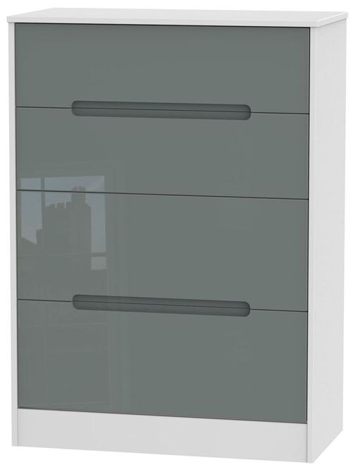 Monaco Grey Gloss and White 4 Drawer Deep Chest