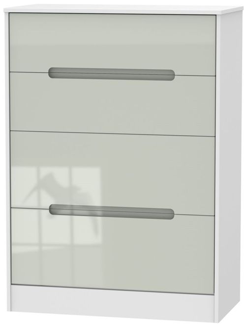 Monaco Gloss Cashmere and White 4 Drawer Deep Chest