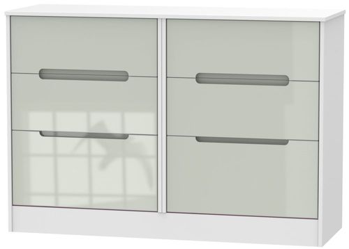 Monaco Gloss Cashmere and White 6 Drawer Midi Chest