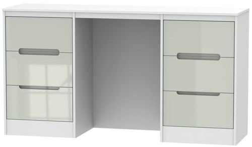 Monaco Gloss Cashmere and White 6 Drawer Double Dressing Table