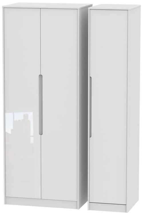 Monaco White Gloss 3 Door Tall Triple Wardrobe