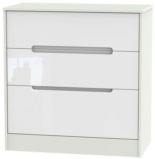 Monaco White Gloss and Cashmere 3 Drawer Deep Chest