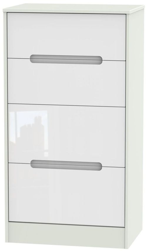 Monaco White Gloss and Cashmere 4 Drawer Deep Midi Chest