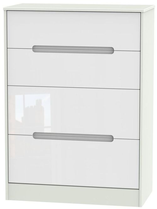 Monaco White Gloss and Cashmere 4 Drawer Deep Chest