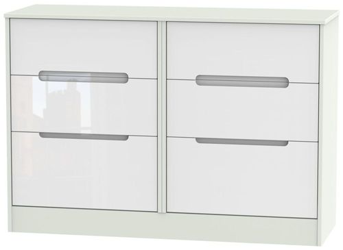 Monaco White Gloss and Cashmere 6 Drawer Midi Chest