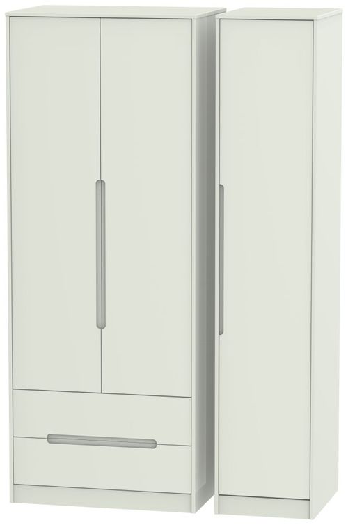 Monaco Cashmere 3 Door Tall Triple Wardrobe - LHF 2 Drawers