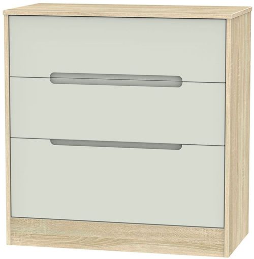 Monaco Cashmere and Oak Effect 3 Drawer Deep Chest