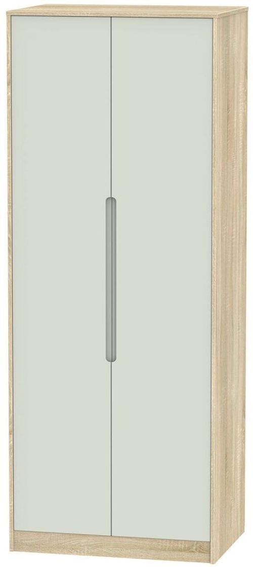 Monaco Cashmere and Oak Effect 2 Door Plain Tall Wardrobe