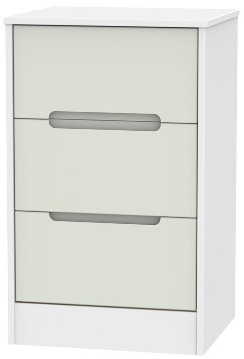 Monaco Cashmere and White 3 Drawer Beside Cabinet